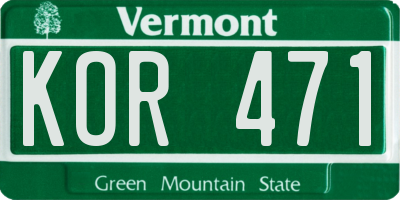VT license plate KOR471