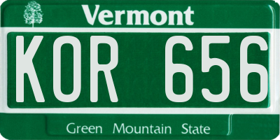 VT license plate KOR656