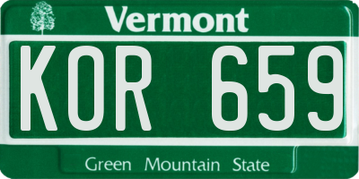 VT license plate KOR659