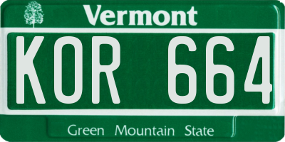 VT license plate KOR664