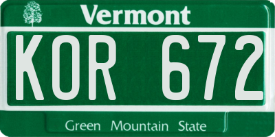 VT license plate KOR672
