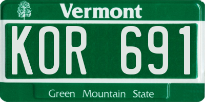 VT license plate KOR691