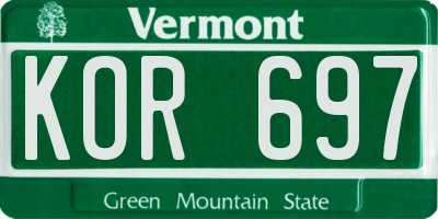 VT license plate KOR697