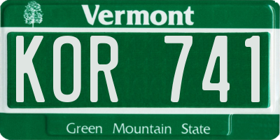 VT license plate KOR741