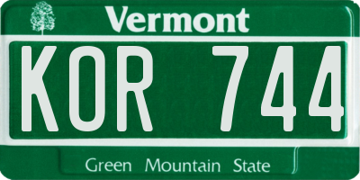 VT license plate KOR744