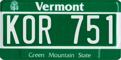 VT license plate KOR751