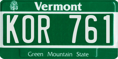 VT license plate KOR761