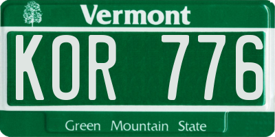 VT license plate KOR776