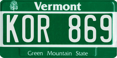 VT license plate KOR869