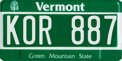 VT license plate KOR887