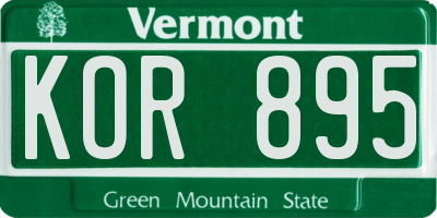VT license plate KOR895