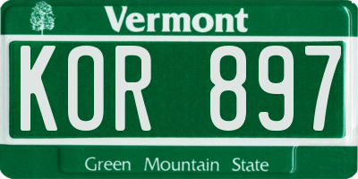 VT license plate KOR897
