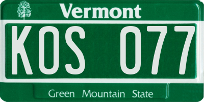 VT license plate KOS077