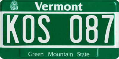 VT license plate KOS087