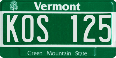 VT license plate KOS125