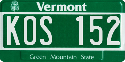 VT license plate KOS152