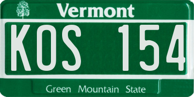 VT license plate KOS154