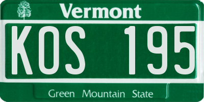 VT license plate KOS195