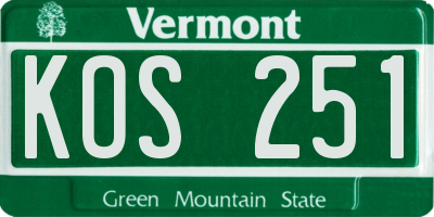 VT license plate KOS251