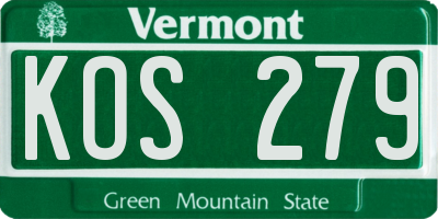VT license plate KOS279