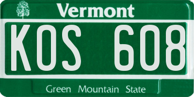 VT license plate KOS608