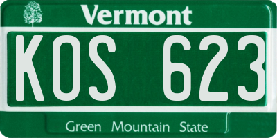 VT license plate KOS623