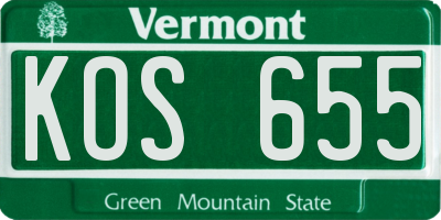 VT license plate KOS655