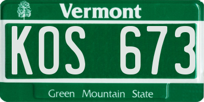 VT license plate KOS673