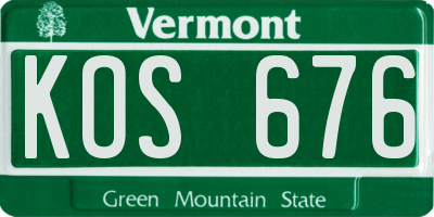 VT license plate KOS676