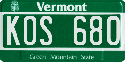 VT license plate KOS680