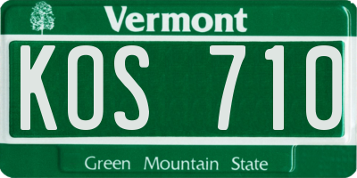VT license plate KOS710