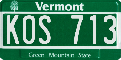 VT license plate KOS713