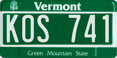 VT license plate KOS741