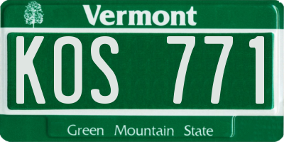 VT license plate KOS771