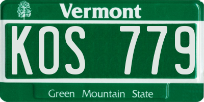 VT license plate KOS779