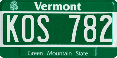 VT license plate KOS782