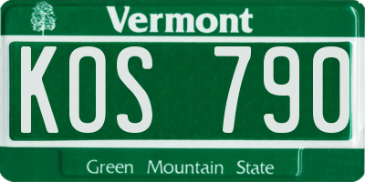 VT license plate KOS790