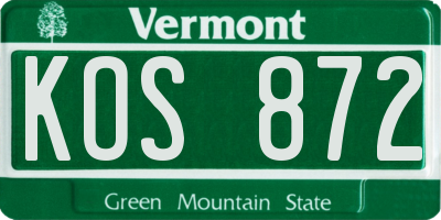 VT license plate KOS872