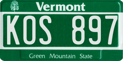 VT license plate KOS897