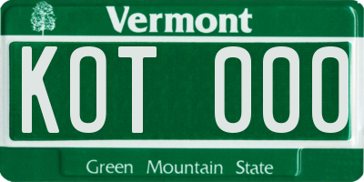 VT license plate KOT000