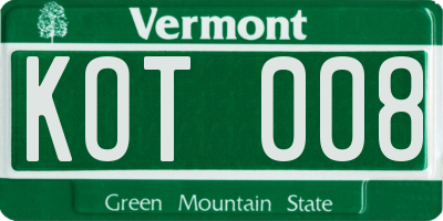 VT license plate KOT008