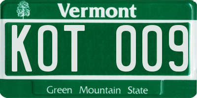 VT license plate KOT009