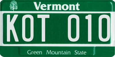 VT license plate KOT010