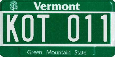 VT license plate KOT011