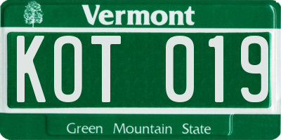 VT license plate KOT019