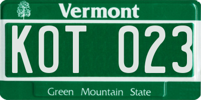VT license plate KOT023