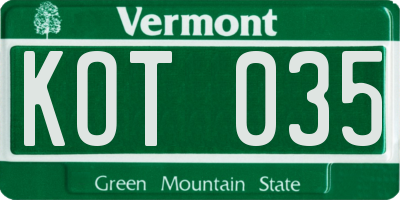 VT license plate KOT035