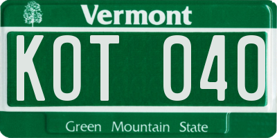 VT license plate KOT040