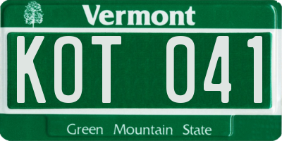 VT license plate KOT041