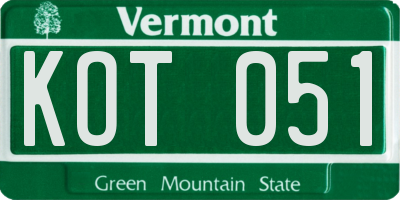 VT license plate KOT051